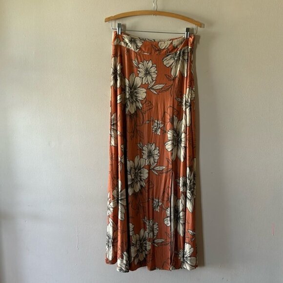 FARM Rio Anthropologie Cordelia orange floral maxi skirt small - Picture 2 of 10